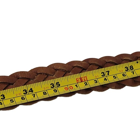 Vtg Western‎ Boho Camel Brown Braided Weaved Genuine Leather Belt Sz 2XL 38\